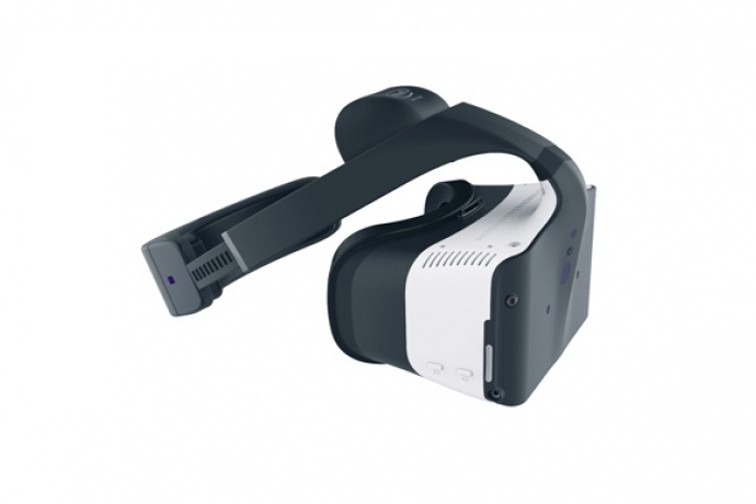 Project Alloy virtual reality headset at CES 2017